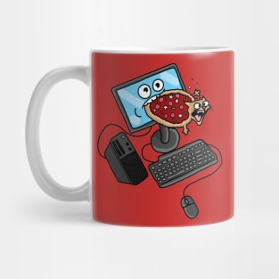 A Computer Eating A Pizza That Is Actually A Cat Mug